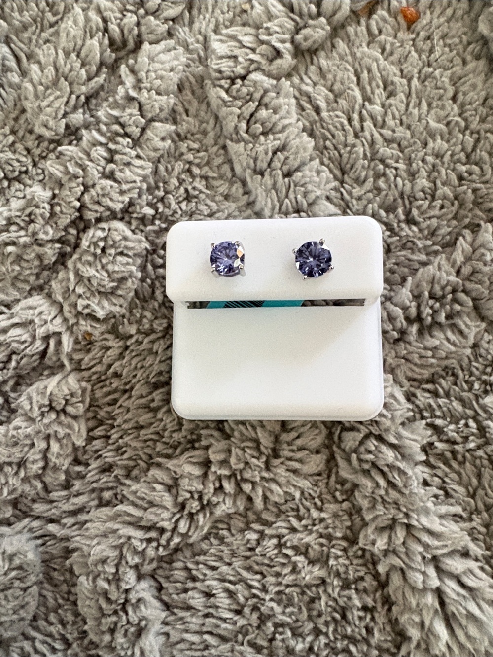Sterling Silver Purple Crystal Stud Earrings